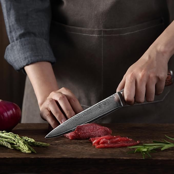 Wakoli EDIB 5-Piece Damascus Knife Set – Japanese Style Professional Kitchen Knives | Genuine Damascus Steel Blades with VG10 Core | Ergonomic Pakkawood Handles | Premium Chef Knife Set