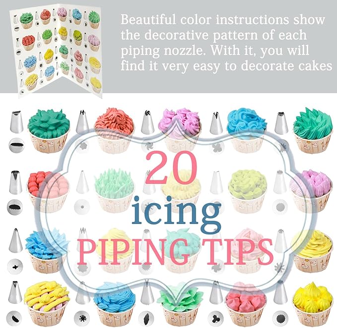 Piping Bags and Tips Set, 100PCS 12 Inch Disposable Pastry Bags with Tips Cupcake Frosting Piping Kit Cookie Decorating Supplies, Royal Icing Bags and Tips Set for Cake Decorating Baking Tools