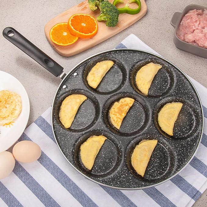 LAVEN Egg Frying Pan, 7-Grid Multi Egg Cooking Pan, Non Sticking Plett Pan for Restaurant, Hotel Household Kitchen Use