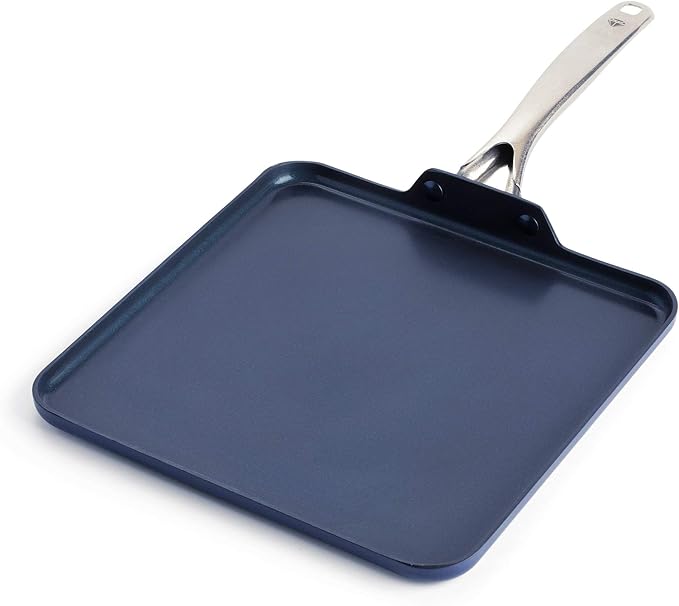 Blue Diamond 14 Piece Nonstick Cookware Set & 11" Griddle Pan, Diamond Ceramic Pots & Pans, Dishwasher & Metal Utensil Safe, Non Toxic PFAS-Free, Kitchen Cooking Sauce & Saute Pans, Oven 600F, Blue