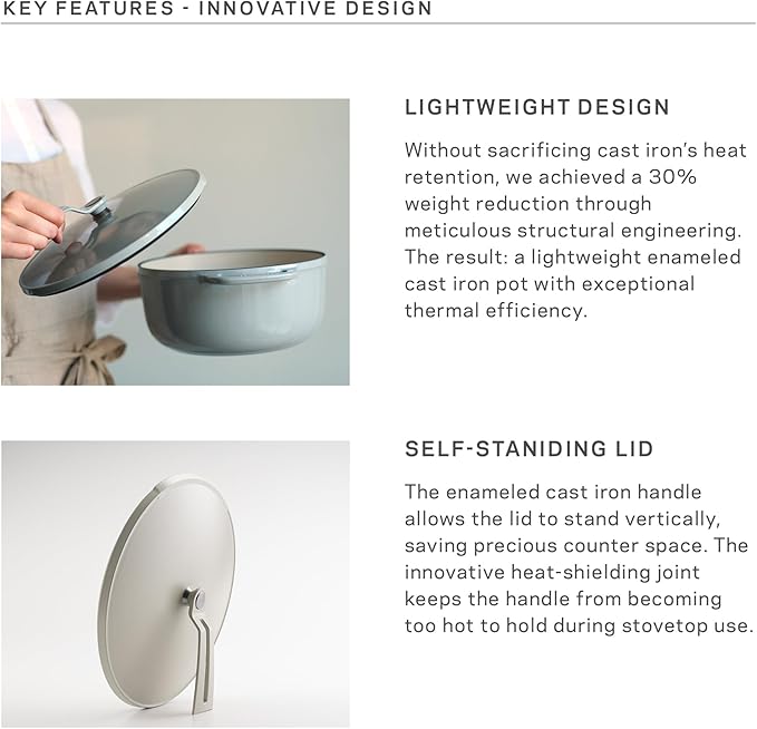 Vermicular Oven Pot 2.0 | Lightweight Enameled Cast Iron Pot | 26cm (5.9 Qt) | Non-Toxic | Induction-compatible | Dutch Oven | Made in Japan | Oyster Gray