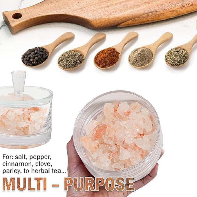 Clear Salt Cellar with Lid, 7oz Crystal Glass Salt Box Salt and Pepper bowls, Salt Container Holder for Kitchen, Storage Container for Candies, Coffee, Sugar