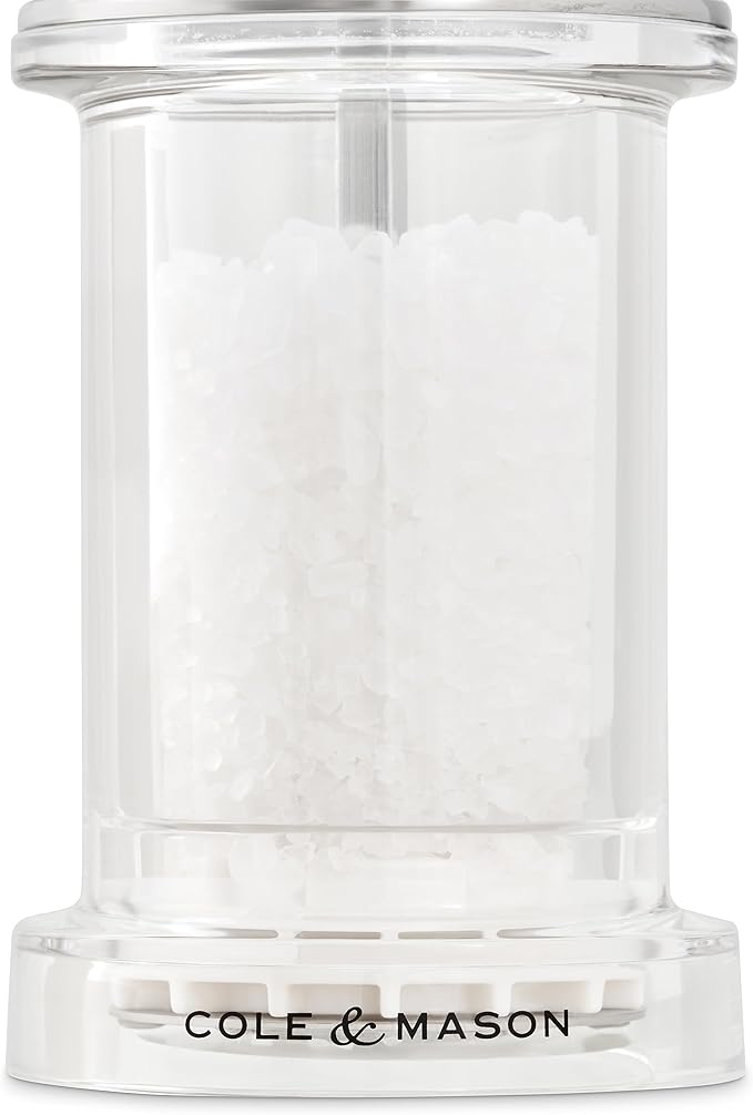 Cole & Mason 605 Refillable Spice Mill - Kitchen & Home Accessory - Table Salt Grinder - Salt Included - Acrylic - Salt Mill 4.5"