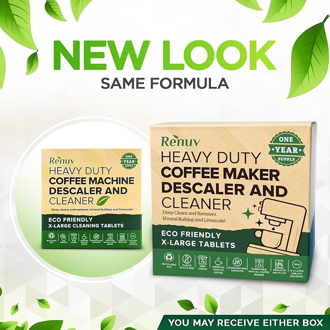 Coffee Maker Cleaner & Descaler Tablets, 12 Uses for Keurig, Ninja, Breville, Delonghi, Nespresso, Miele, Jura, Mr Coffee, Cuisinart Descaling Solution for Coffee Pot Maker & Espresso Machines