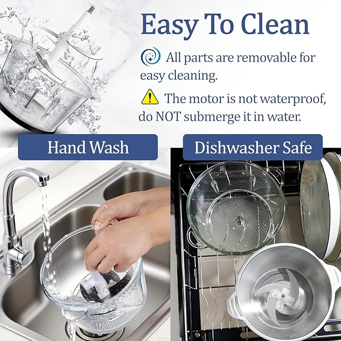 Electric Food Processor, 500W Vegetable Chopper Meat Grinder with 8cups/2L Glass Bowl & Timer, Electric Garlic Chopper Veggie Cutter with 3 Speeds&4 Blades, Kitchen Blender Mixer for Pet&Baby Foods