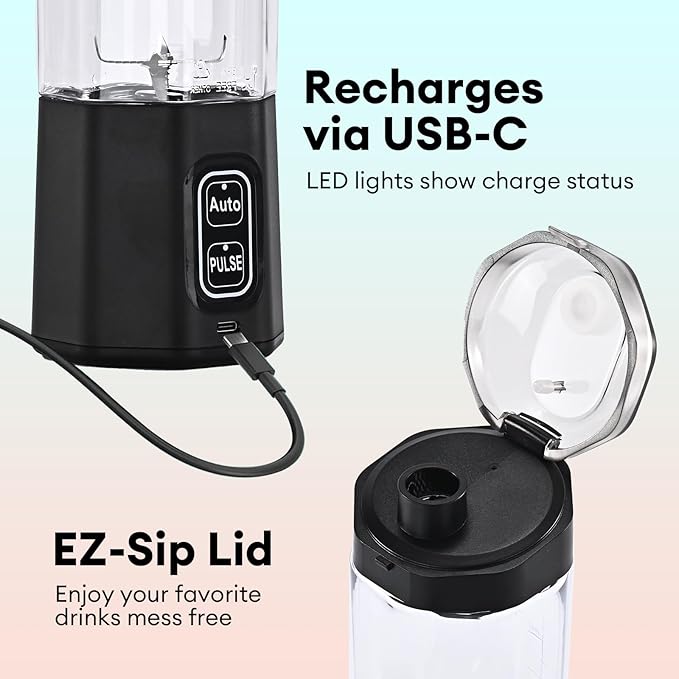 Portable Blender for Smoothies, 24oz Mini Blender for Shakes and Smoothies W/Pulse Blend and Protection Design for Home, Personal for Home, Travel