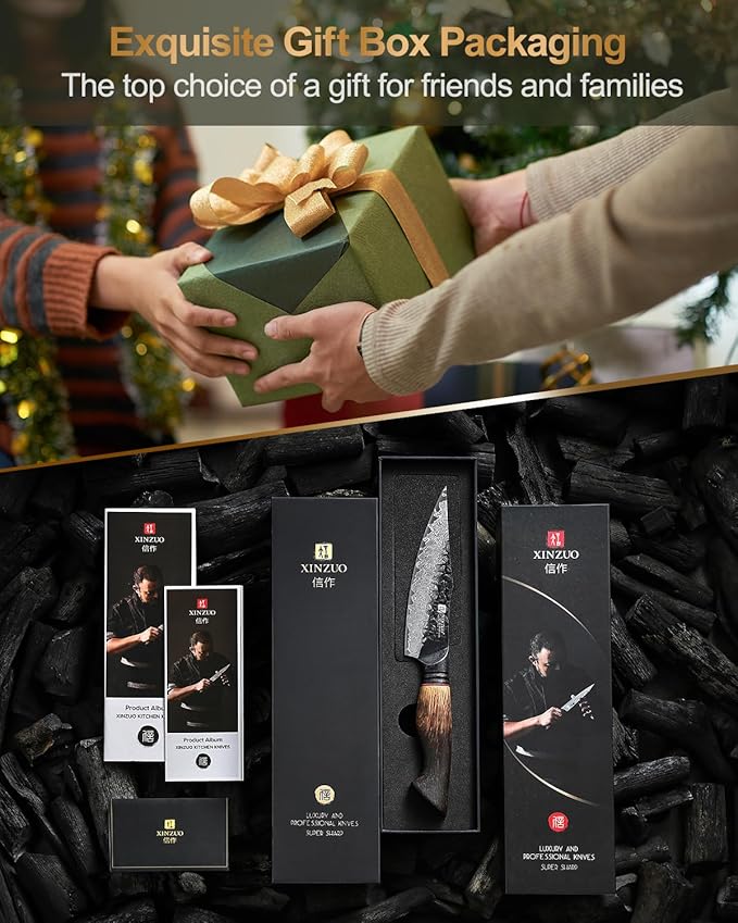 XINZUO 5.6 inch Paring Petty Knife,High Carbon 67 Layers Damascus Steel Fruit and Vegetable Small Kitchen Utility Knife,Burnt Wood Handle