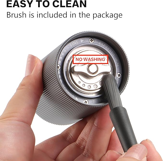 Mini Manual Coffee Grinder, 40 Adjustable Settings, Portable Hand Mill with 30g Capacity, Conical Burr for Espresso, Pour Over, Travel, Camping, Office (Gray)