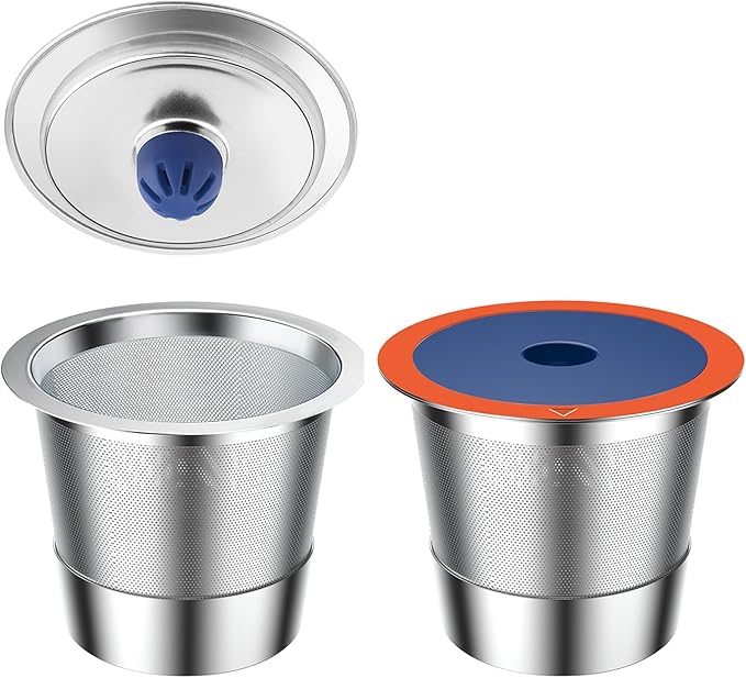 2 PACK Stainless Steel Reusable K Cups for Keuring 2.0 and 1.0, Reusable Coffee Pods for Coffee Maker, Sturdy Refillable K Cup,Permanent Filter
