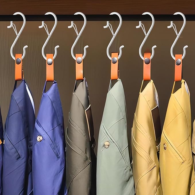 12 PCS S Hooks for Hanging with Safety Buckle, 3.5 inch Heavy Duty Metal S Shaped Hooks Stainless Steel for Hanging Kitchen Utensil, Cups, Pots, Plants, Bags, Hats (White)