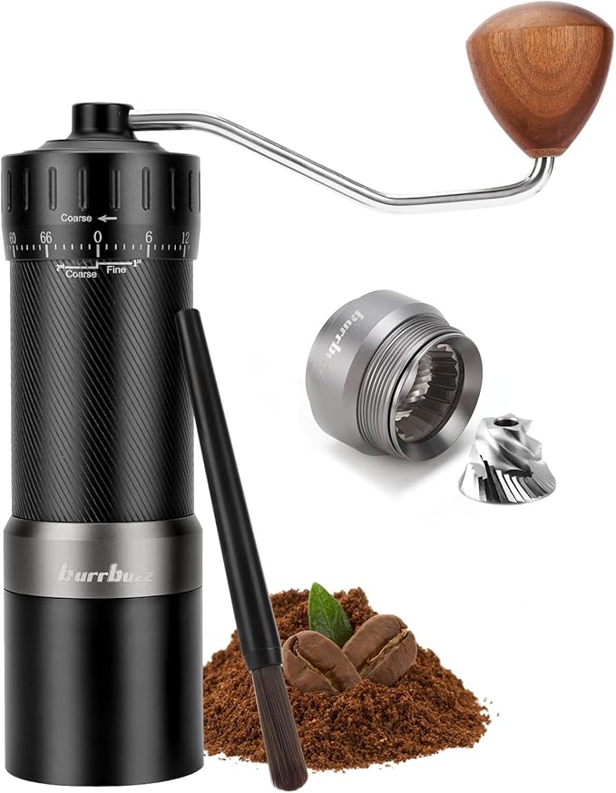 MB2 Manual Coffee Grinder, External Adjustment, 35g Large Capacity Burr Grinder, Magnetic Catch Cup Less Mess, Stainless Steel Burr Espresso Grinder Great Flavor in Pour Over, French Press