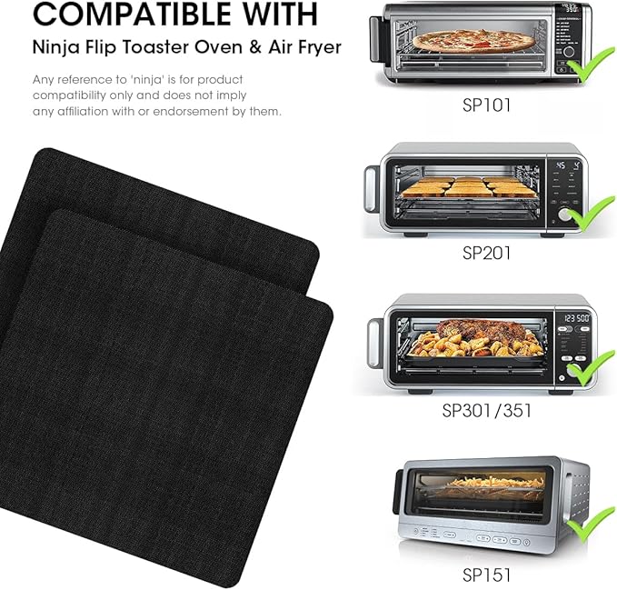Aieve Air Fryer Liners for Ninja Foodi Air Fryer, 12"X12" Reusable Toaster Oven Liners for Bottom of Oven, Non-Stick Heat Resistant Oven Mat Compitable with Ninja SP101/SP201/SP301/SP351 (4 Pack)