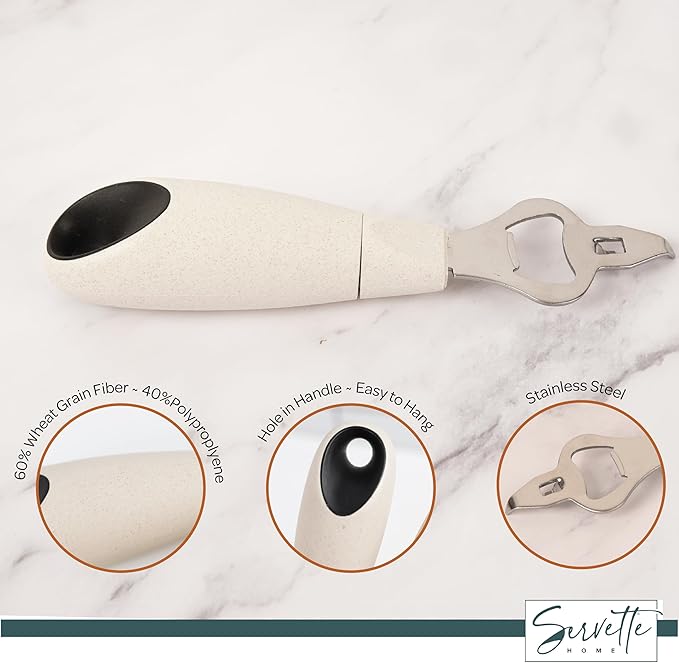 Wheat Straw Kitchen Utensils, Set of 3 (Pizza Cutter, Can and Bottle Opener, Egg Separator)