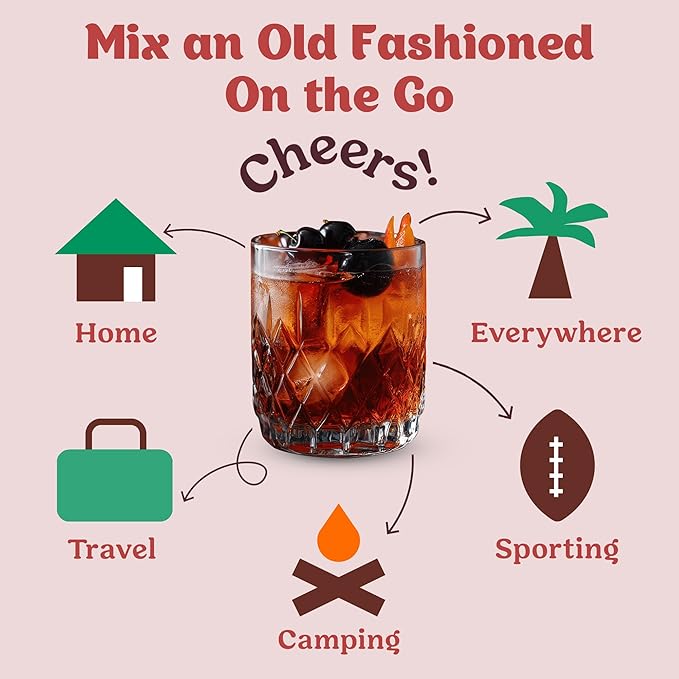 Craftmix Black Cherry Old Fashioned Mix, Makes 12 Drinks, Bourbon and Whiskey Cocktail Mixer, Instant Skinny Cocktail and Mocktail Mix - With Real Fruit - Vegan Low Carb, Low Sugar, Non-GMO
