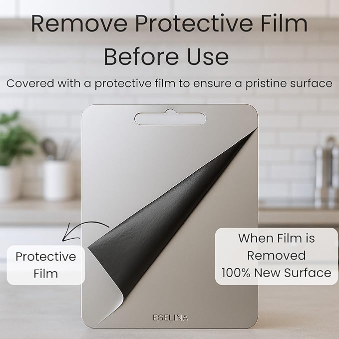 100% Pure Titanium Cutting Board for kitchen, Double sided cutting board, 13.3 x 9 inches, Non-Porous Surface, Kitchen Durable Chopping Boards Perfect for Food Preb, Meat, Vegetables, Fruits