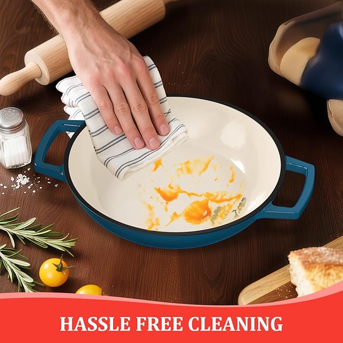 YUTANN Enameled Cast Iron Dutch Oven, 5 QT Nonstick Dutch Oven, Titanium Nonstick Coating, Ideal for Bread Baking/Braising/Roasting, Oven, Gas Stove and Stovetop Safe, Safe Material & Easy to Clean