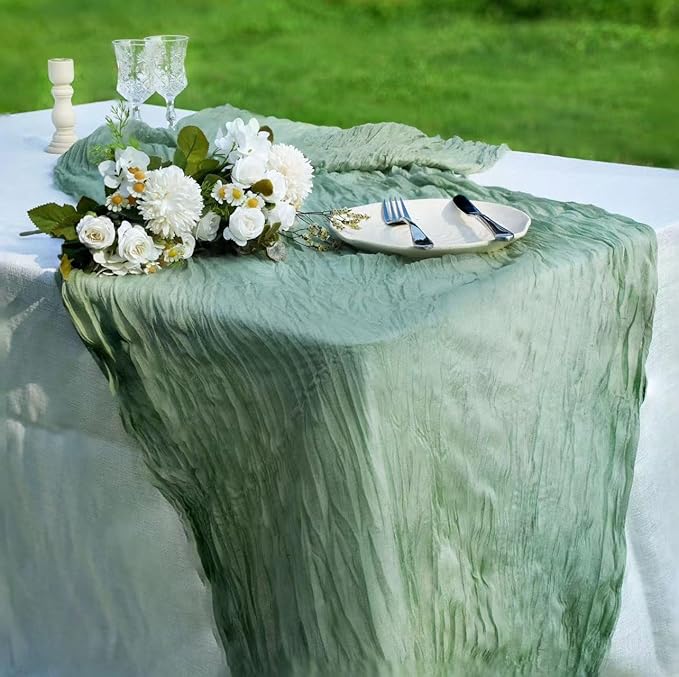 12 Pcs Beige Cheesecloth Table Runner 13ft Boho Gauze Cheesecloth Table Runner 160 inch Long for Christmas Wedding Bridal Baby Shower Birthday Table Decorations