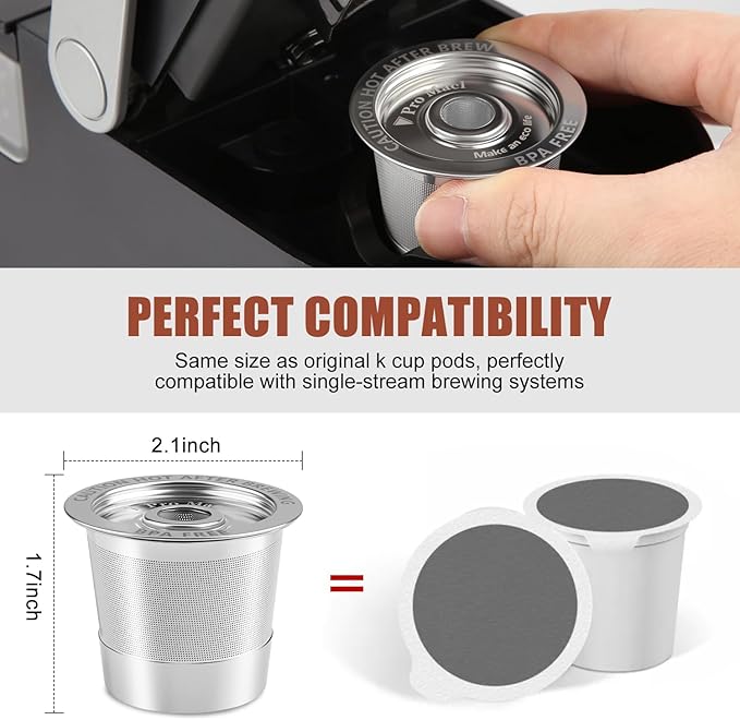 Pro Mael Stainless Steel Reusable K Cups for Keurig, Refillable K Cup Coffee Pods, Micro-Mesh Filtration Design (2-Pack)