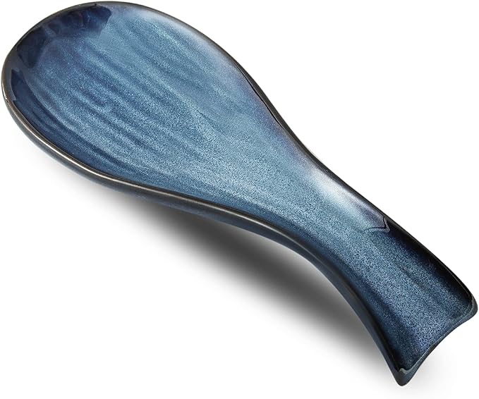 Hasense Ceramic Spoon Rest for Stove Top, Porcelain Spoon Holder for Kitchen Counter Cooking Utensil Home Decor, Navy