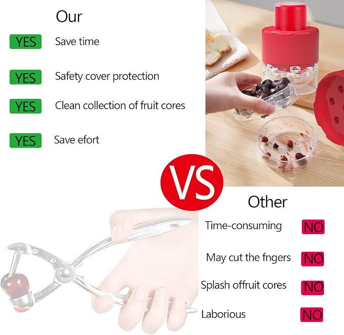 Cherry Pitter Portable Cherry Core Remover with 7 Individual Holes,Multi-Function Fruit Pit Remover for Cherry Jam (Wine Red)