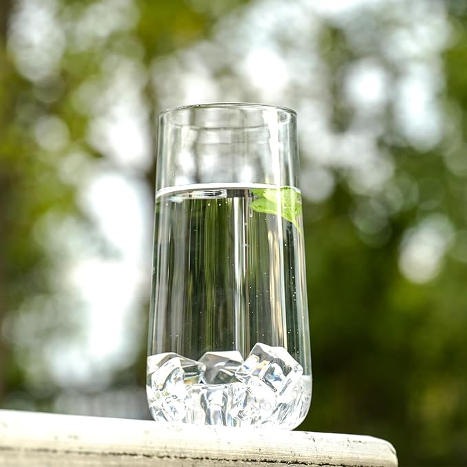 Water Glasses Set of 6, 17.5oz Large Drinking Glasses, Clear Crystal Lightweight Glass cups, Glassware Set for Juice,Iced Tea,Mojito,kitchen and bar,Gifts