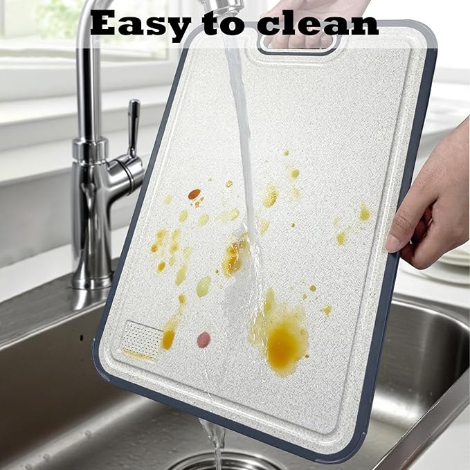 100% Pure Titanium Cutting Board, 2 in 1 Titanium Cutting Boards for Kitchen, Dishwasher Safe Cuttings Boards Double Sided with Juice Groove, Non-slip Wheat Straw PP Chopping Board, 15.2"×10.4"