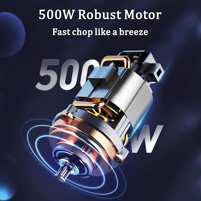 Electric Food Processor, 500W Vegetable Chopper Meat Grinder with 8cups/2L Glass Bowl & Timer, Electric Garlic Chopper Veggie Cutter with 3 Speeds&4 Blades, Kitchen Blender Mixer for Pet&Baby Foods