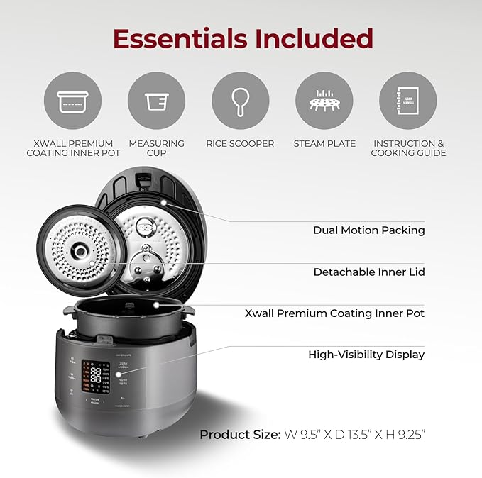 CUCKOO CRP-ST0609FG 6-Cup (Uncooked) / 12-Cup (Cooked) Twin Pressure Rice Cooker & Warmer with Nonstick Inner Pot, 16 Menu Options, 3 Voice Guide, Auto Clean (Gray)