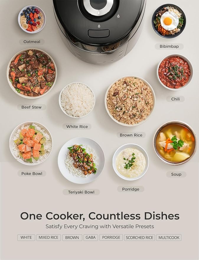 CUCKOO CRP-PK1001S 10-Cup (Uncooked) / 20-Cup (Cooked) Heating Pressure Rice Cooker & Warmer with Nonstick Inner Pot, 13 Menu Options, Fuzzy Logic Tech, Auto Clean (Black)