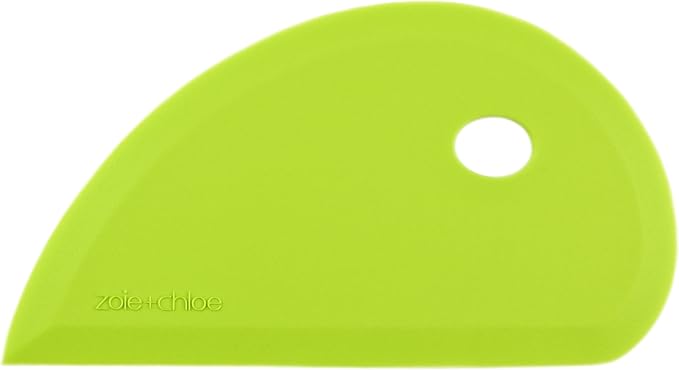 Zoie + Chloe Multipurpose Silicone Bowl Scraper - Dough Scraper for Cleaning Mixing Bowls, Baking Pan - Silicone Scraper Spatula For Painting, Smoothing, Frosting, Cake Decorating - Green, 7x3.75"