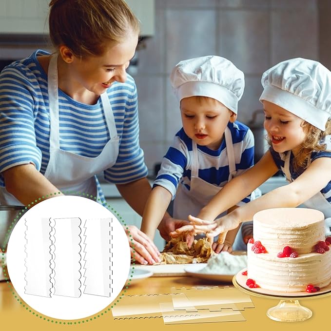 10 PCS Cake Scraper Smoother Set, Acrylic Cake Smoother For Icing 6PCS with 11 Patterns Edge and 4 Soft Plastic Cake Frosting Smoother Scraper, Icing Smoother For Cream Cake Decorating