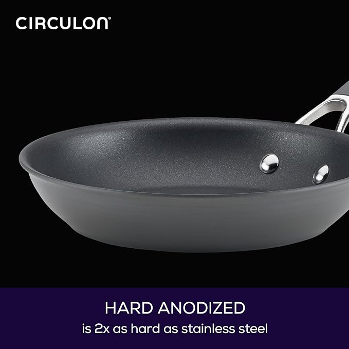 Circulon Radiance Hard Anodized Nonstick Frying / Fry Pan Set / Skillet Set - 8.5 Inch, 10 Inch, and 12.25 Inch , Gray