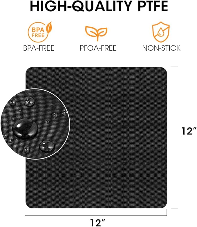 Aieve Air Fryer Liners for Ninja Foodi Air Fryer, 12"X12" Reusable Toaster Oven Liners for Bottom of Oven, Non-Stick Heat Resistant Oven Mat Compitable with Ninja SP101/SP201/SP301/SP351 (4 Pack)