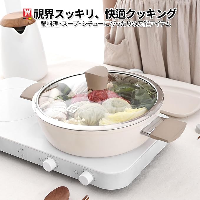 Aluminum Saute Pot with Ceramic Coated Non-Stick Surface, 7-Layer Coating, Tempered Glass Lid, All Cooktops Compatible, PFOA, PFAS, Lead, Cadmium Free, 4.44L / 4.69Quarts