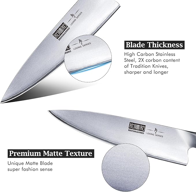 Kitchen Knife in Japanese High Carbon Steel, Professional High-Class Chef's Knife 8 inch, Non-slip Ultra Sharp Cooking Knives with Ergonomic Handle