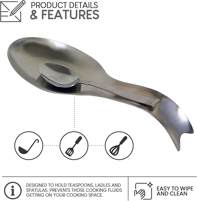 Stainless Steel Utensil Holder Spoon Rest Stovetop Kitchen Silverware Elegant Approach, EXULTIMATE
