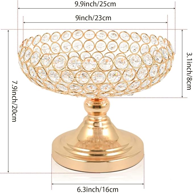 Hollow-Carved Design Crystal Fruit Bowl Food Bowl for Table Centerpiece, Fruit/Artificial flowers Holder for your Counter,Elegant Crystal Bowl for Party table(Gold, 1PC)