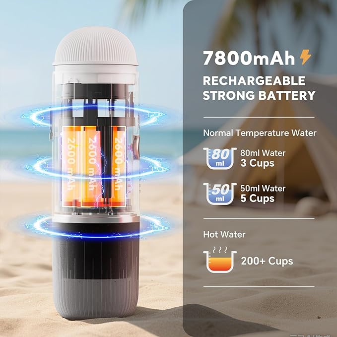 Portable Electric Espresso Machine, Travel Coffee Maker for Camping, Car Self-Heating Coffee Machine with USB-C, Compatible With NS Capsules & Ground Coffee, Portable Coffee Maker for Hiking,RV,Office