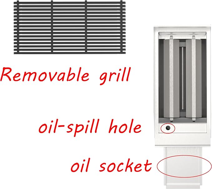 12 Inch Commercial Gas Charbroiler, Countertop Stainless Steel Grill with 1 Burner 28000 BTU, Heavy Duty Restaurant BBQ Broiler, Natural Gas/Propane, Adjustable Knob, Durable Cast Iron Grates