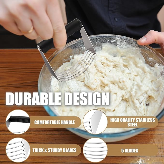 LemonRoad 12 Pcs Large Dough Blender for Baking Bulk Heavy Duty Pastry Cutter Tool Stainless Steel Dough Cutter Butter Masher Flour Beater with Thick Blade Dishwasher Safe for Easy Mixing Kitchen
