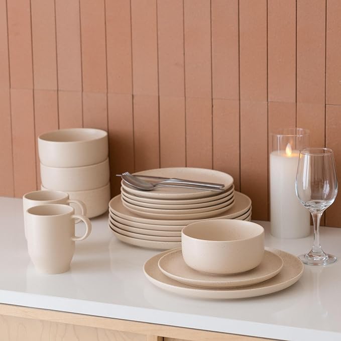 WENSHUO Dinner Plates Set of 6, Chip and Scratch Resistant (Oat Beige, 8.5 Inch)