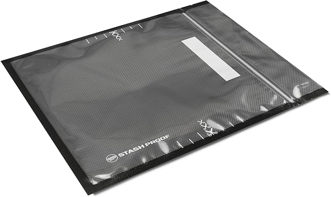 11" x 12" Recloseable Zip Storage Vacuum Seal Bag (Black and Clear) (100 Count) 5.5 Mil Durable - BPA Free Food Grade Reusable Resealable Zipper Reclosable Zip Poly Coins, Snacks, herbs