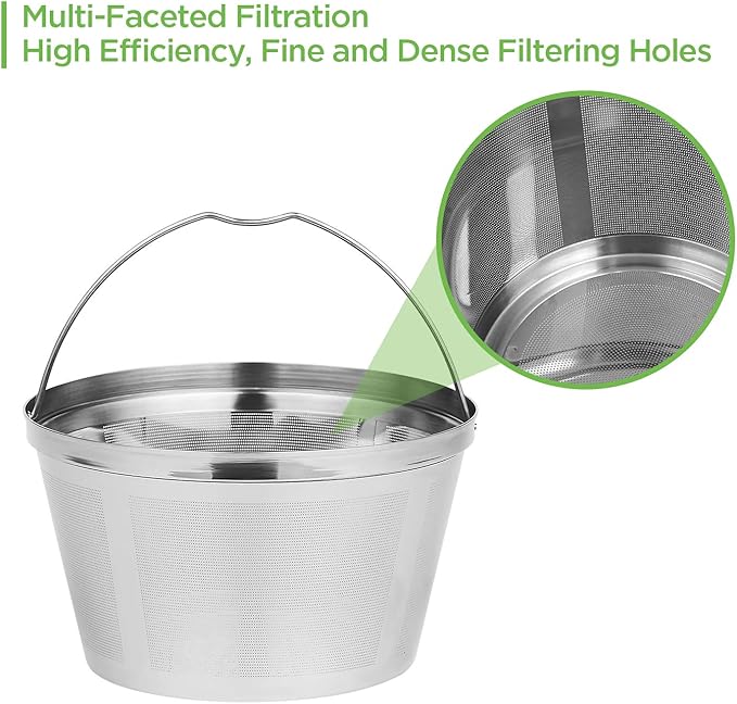 Reusable Coffee Filters 8-12 Cup Permanent Coffee Filters Basket Washable Compatible with Mr. Coffee Black & Decker Coffee Maker Filter 6-12 Cup