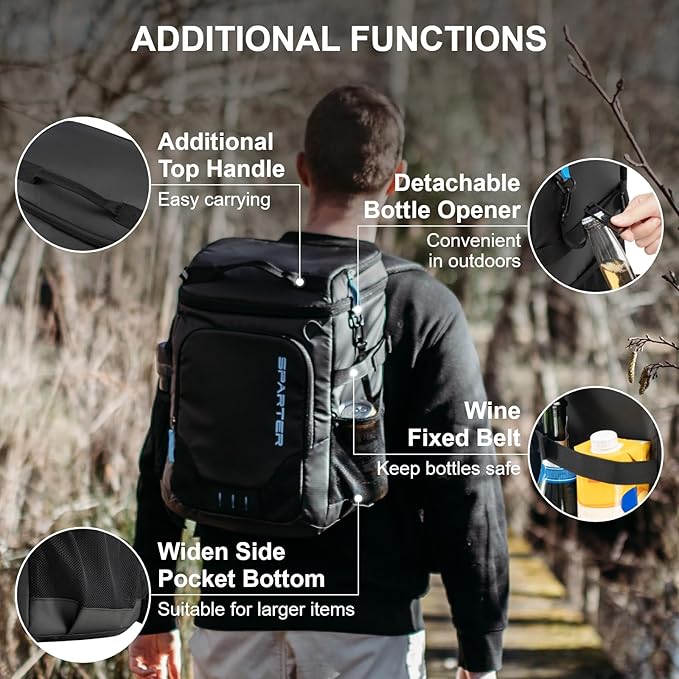 Backpack Cooler Insulated Leak Proof 33/49 Cans, 2 Insulated Compartments Thermal Bag, Portable Lightweight Beach Travel Camping Lunch Backpack for Men and Women