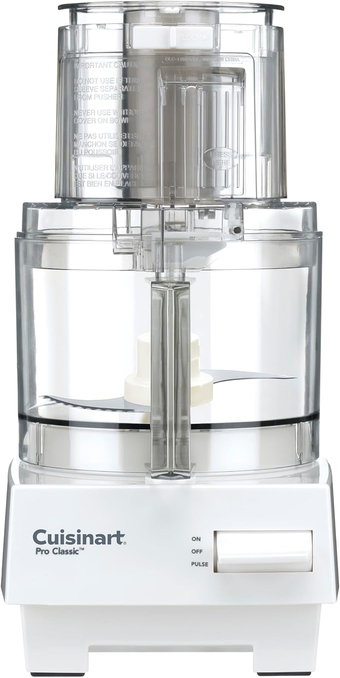 Cuisinart 7-Cup Pro Classic Food Processor, 600-Watt Motor, Vegetable Chopper & Blender for Mincing, Dicing, Shredding, Puree & Kneading Dough, DLC-10SYP1, White