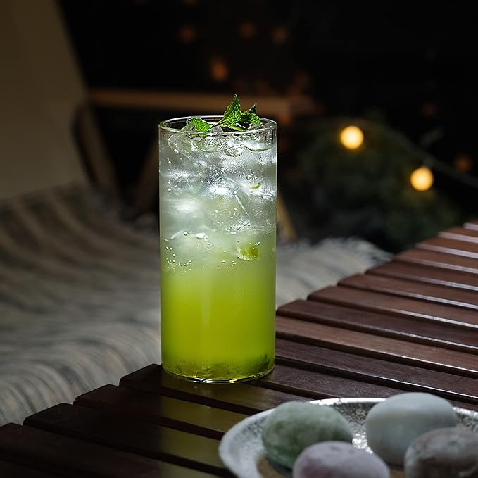 LUXU Drinking Glasses 13 oz, Thin Highball Glasses Set of 4,Elegant Bar Glassware For Water, Juice, Beer, Drinks, and Cocktails and Mixed Drinks,Lead-Free Pint Glasses,Glass Drink Tumblers