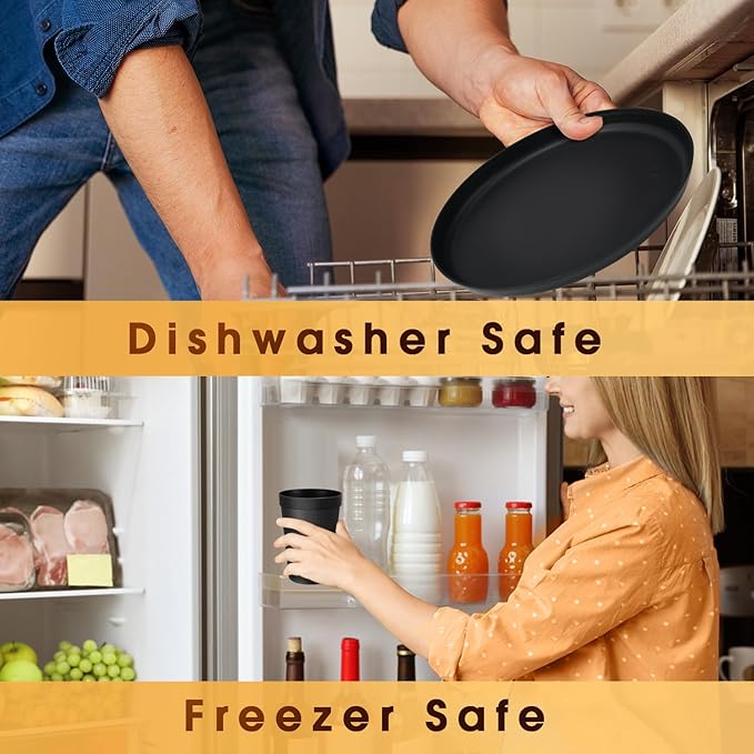 Plastic Dinnerware Sets – 40-Piece Blue Plates and Bowls Sets, Unbreakable, Reusable Dishes Set for 8 with Cups, Knives, Forks and Spoons, for Camping and Outdoor Use