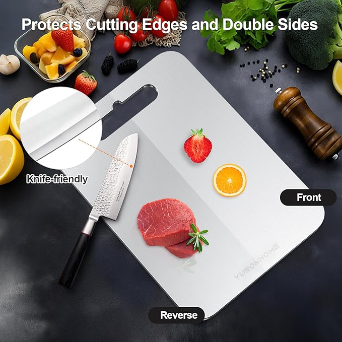 Titanium Cutting Board Set of 3, Cutting Boards for Kitchen, Double-Sided Food-Grade, No toxic, New Upgrade, Hygiene Durable Dishwasher Safe Chopping Board for Meats, Fruits, Vegetables