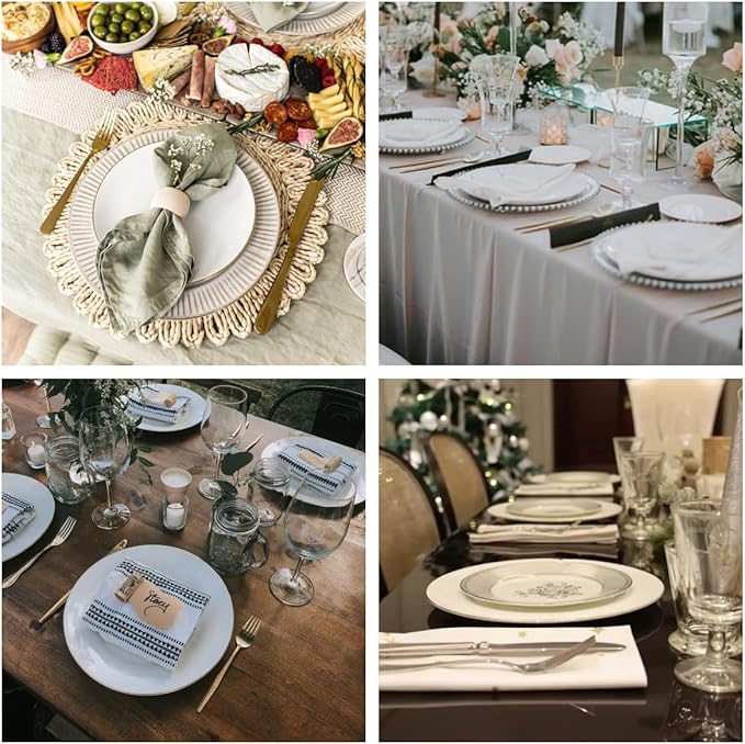 10.5” Porcelain Coupe Dinner Plates with Golden Rim, Stackable Off-White Ceramic and Round, Perfect for Salad, Dessert, Steak, Pasta (Set of 6)