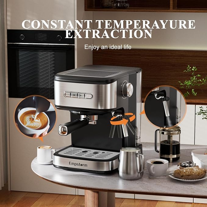 20 Bar Espresso Machine, Cappuccino Machines with Milk Frother Steam Wand, Latte Machine for Home&Barista, Automatic Shut-off Function